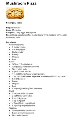 Mushroom Pizza Pg. 1